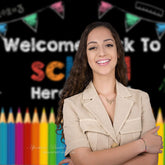Aperturee - Rainbow Pencils Welcome Back To School Backdrop